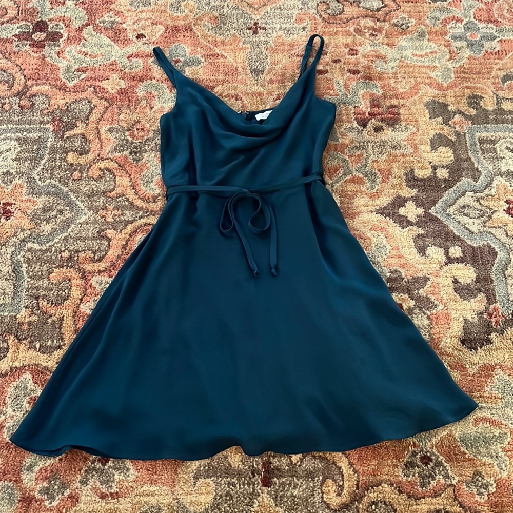 Teal cowl neck dress